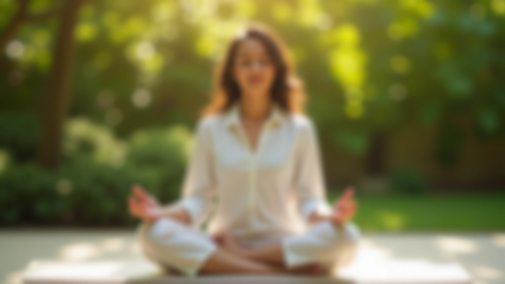 Personne assise en position du demi-lotus sur un coussin de méditation, dos droit, mains en geste de mudra